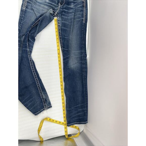 Silver Jeans Pants Womens 29 X33 Blue Denim Suki Bootcut Embellished Distressed - Picture 16 of 16